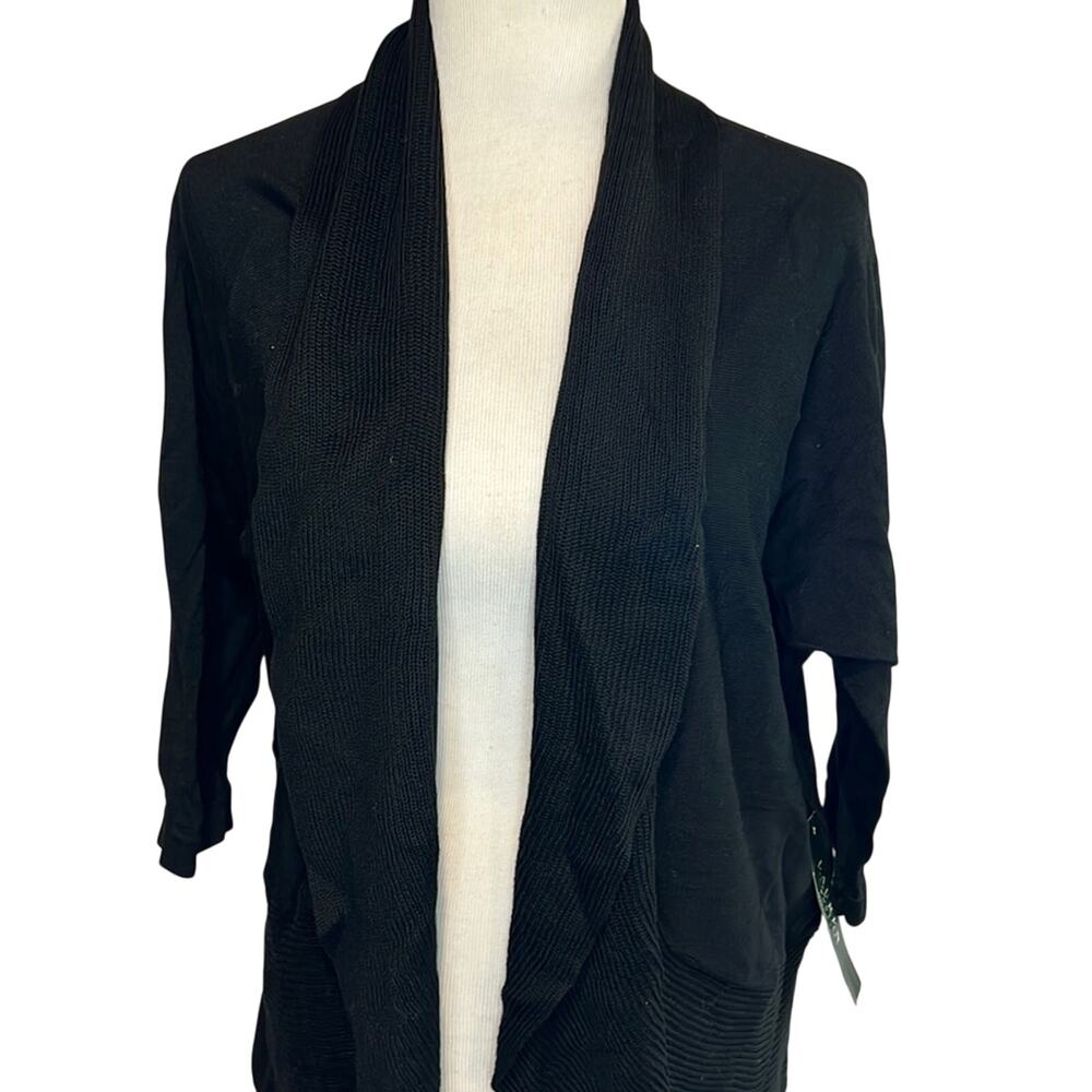Lauren Ralph Lauren Black Ribbed Cardigan, Size 1X, NWT!